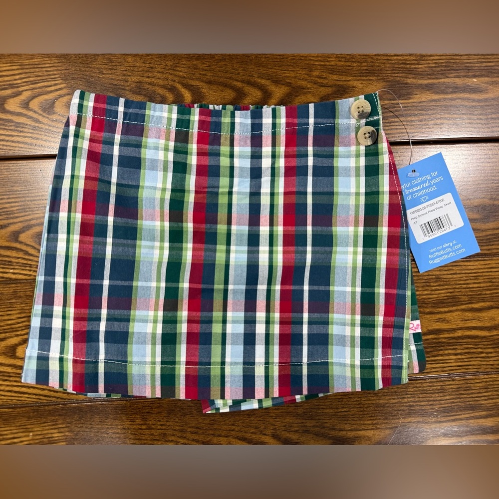 Ruffle Butts Plaid Skort - Red, Green, Blue